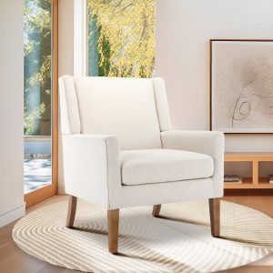 modern fabric accent chair with tufted back