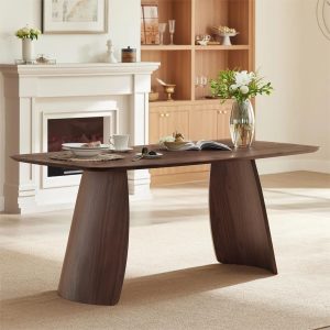 wooden dining table with curved base modern furniture