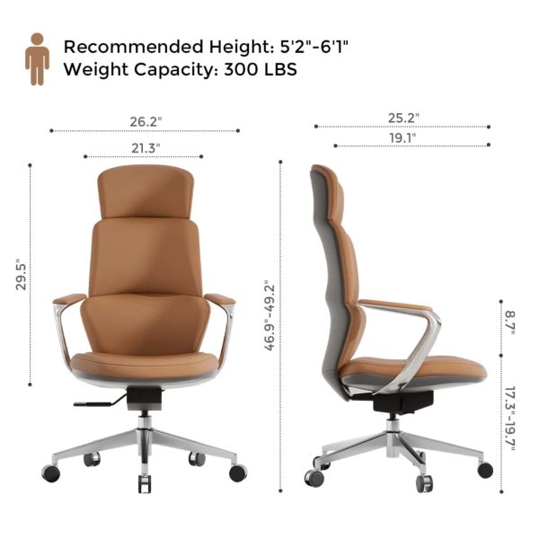 leather office chair with adjustable height and armrests